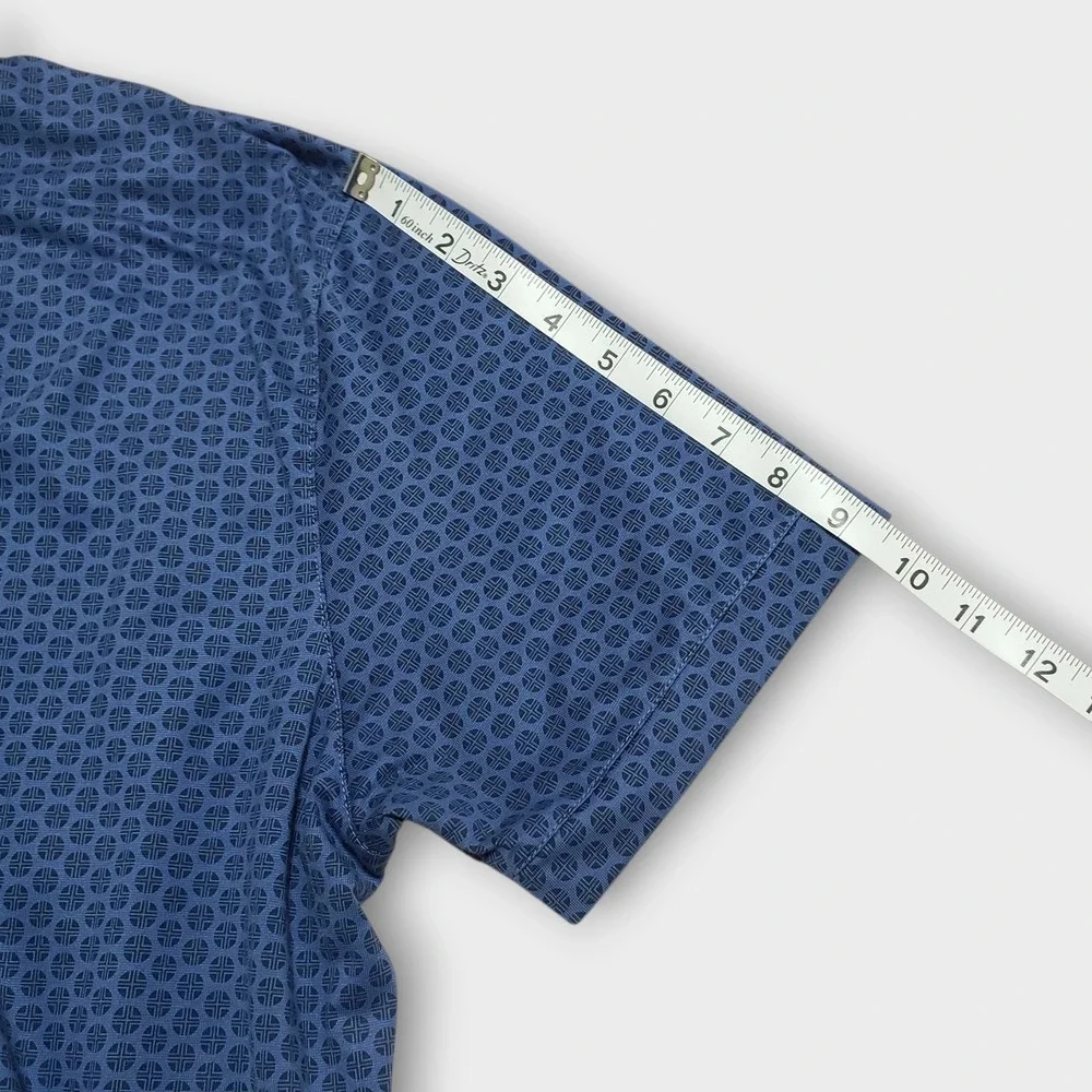 Mizzen+Main‎ Mens Contrast Collar Polo Classic Blue Geometric Print Shirt Medium